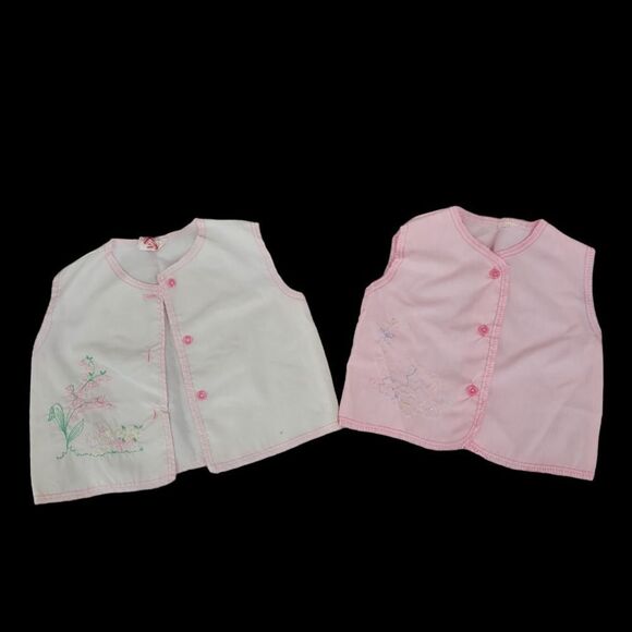Samson Brothers Jhablas Summer Diaper Shirts Lot of 2 Newborn Vintage Girls - Picture 2 of 11